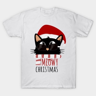 Meowy Christmas Cute Black Dad Cat T-Shirt